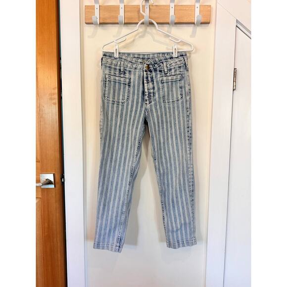 Anthropologie Pilcro High-Rise Striped Acid Wash Slim Jeans Pants Size 29 - Picture 2 of 9